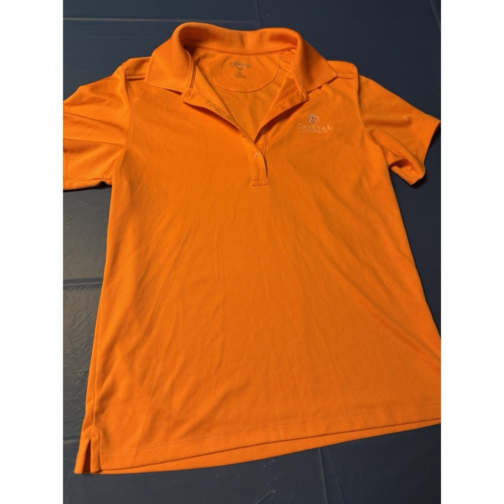 Callaway Golf Men's Bright Orange V-neck Polo Size M Crystal Mountain